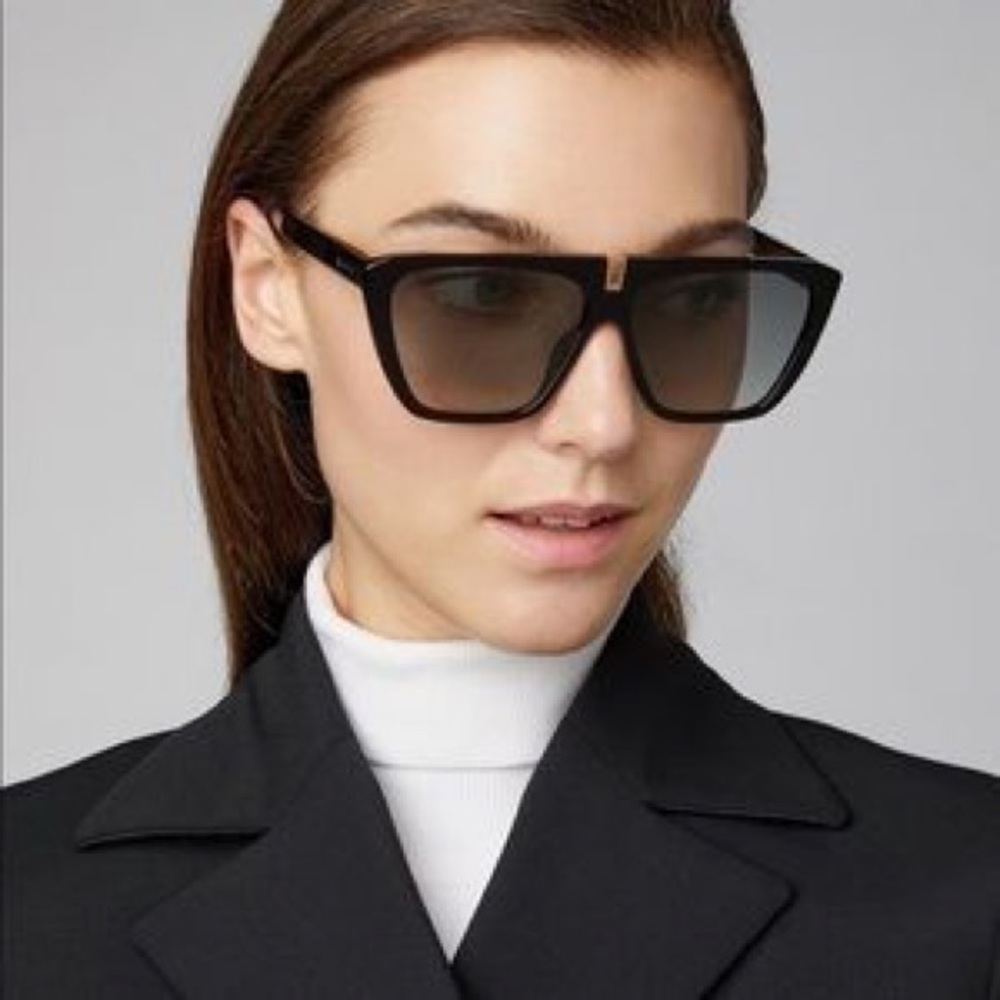Givency Unisex Sunglasses - 58mm flat top style black with gold accents